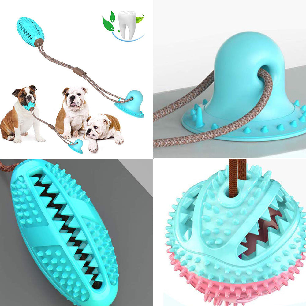 Dog Toys Silicon Suction Cup Tug Interactive Dog Ball Toy For Pet Chew Bite Tooth Cleaning Toothbrush Feeding Pet Supplies - Xmaker