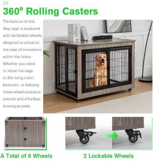 38in Dog Crate Furniture, Large Dog Kennel, - Xmaker