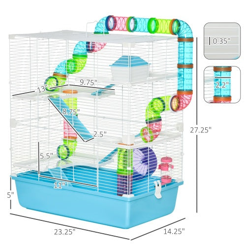 Oversized 23 Hamster Cage With Tube And Tunnel, Portable Carrying Handle - Xmaker