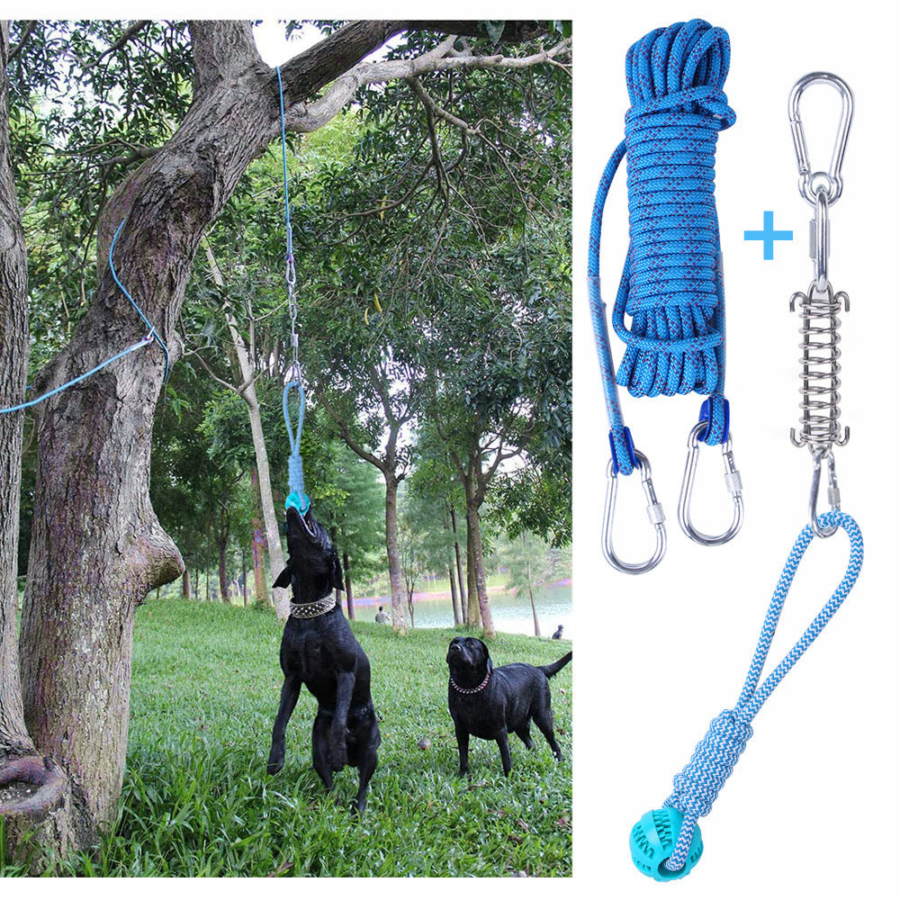 Outdoor Funny Dog Toy Stainless Steel Spring Suspension Cotton String Households Outdoor Toy Training - Xmaker