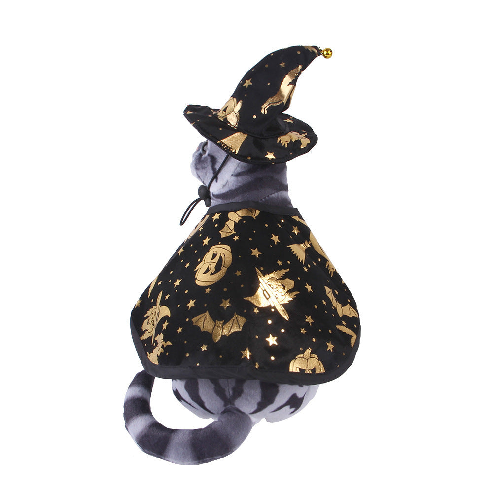 Halloween Print Wizard Cloak Suit Pet Dog Cat Hat Suit - Xmaker