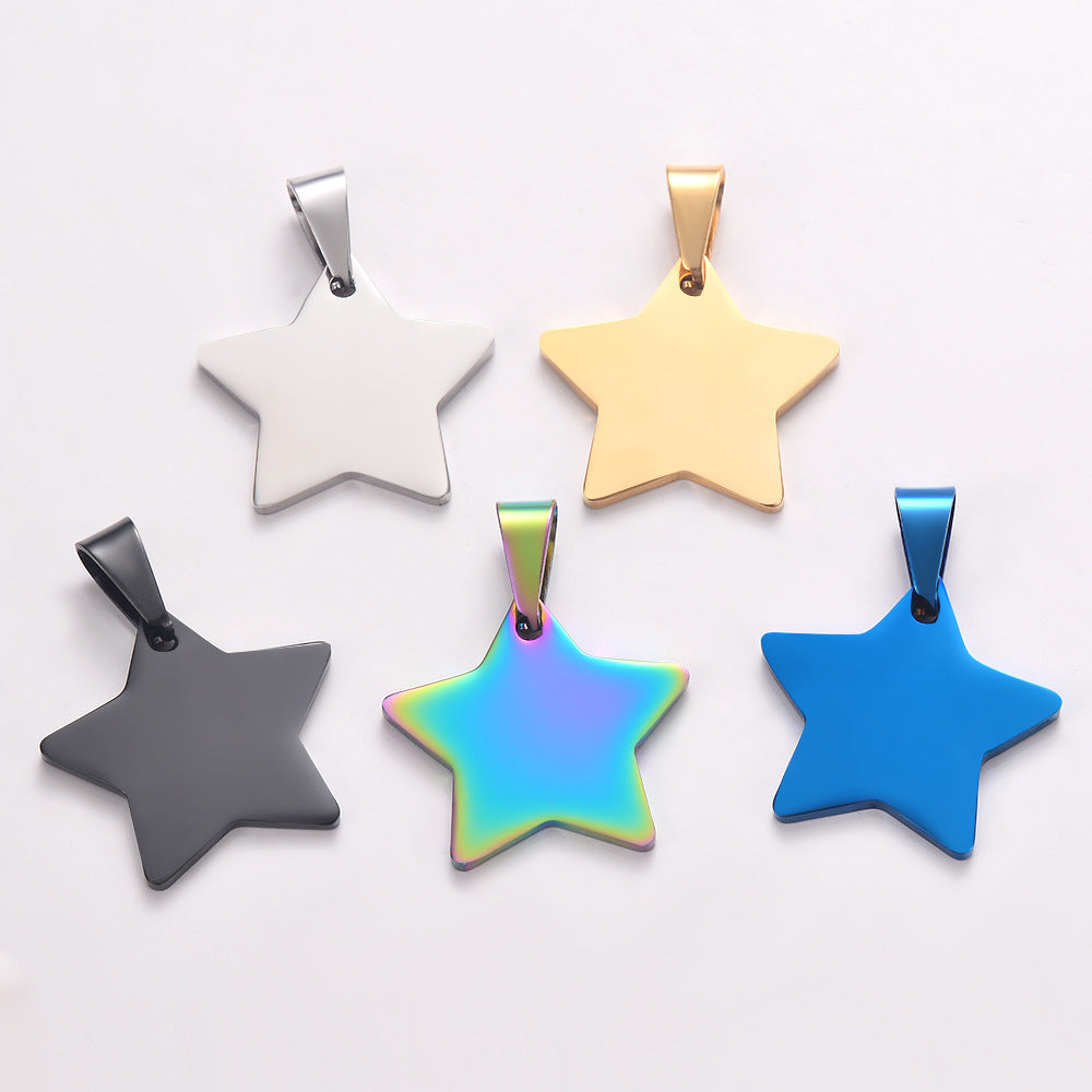 Stainless Steel Five-pointed Star Tag, Titanium Steel Pendant Necklace - Xmaker