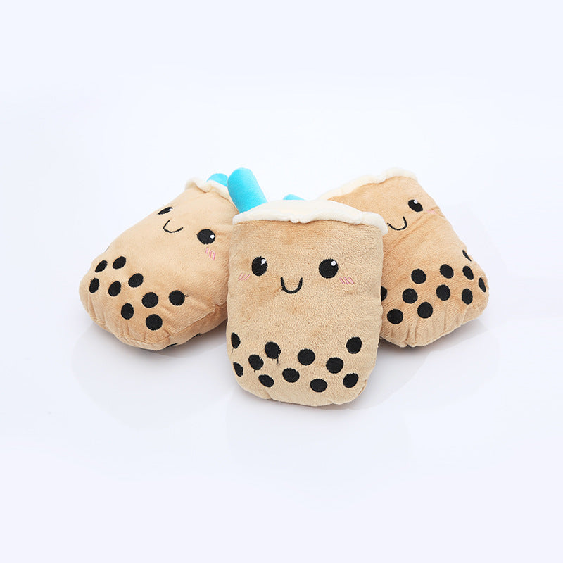 Dog Plush Toy Cute Milk Tea Shape Resistant To Biting Teeth - Xmaker