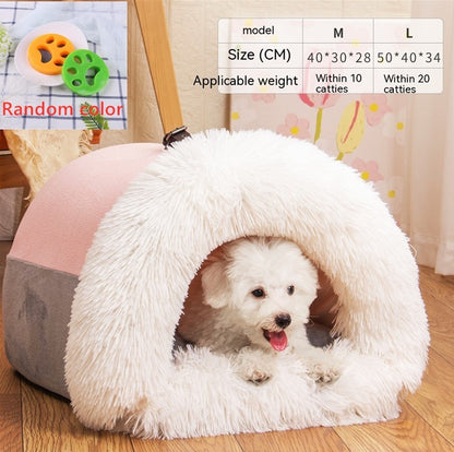 Splice Portable Pet Nest Portable Autumn And Winter Warm Dog Nest Moisture-proof Long Fur Cat Nest - Xmaker