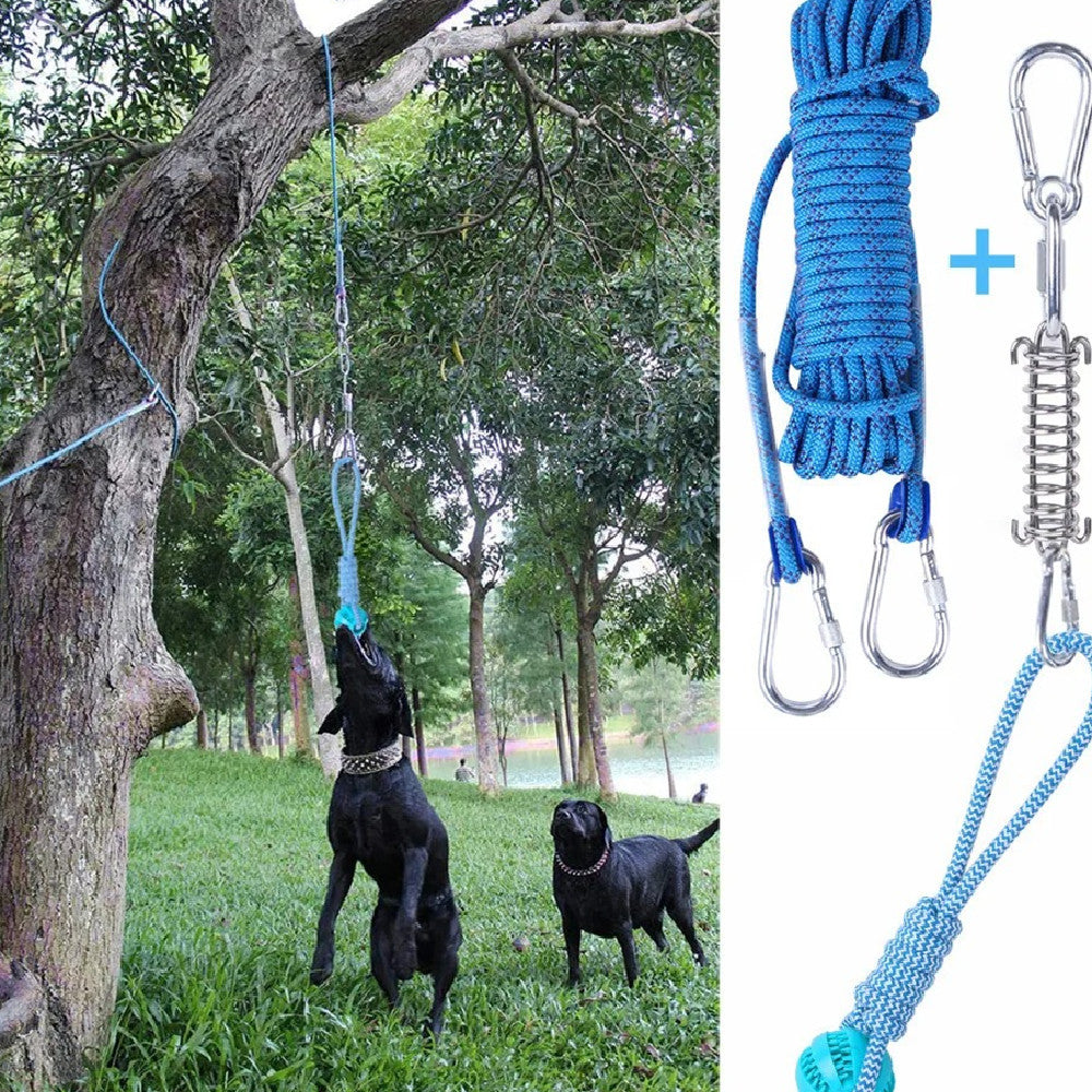 Outdoor Funny Dog Toy Stainless Steel Spring Suspension Cotton String Households Outdoor Toy Training - Xmaker