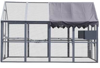 Outdoor Cat House Cat Fence, Upgraded Waterproof Cover - Gray - Xmaker