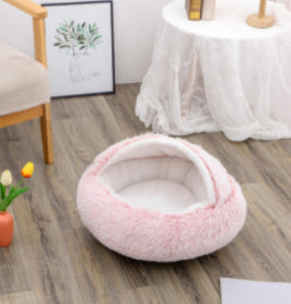 2 In 1 Dog And Cat Bed Pet Winter Bed Round Plush Warm Bed House Soft Long Plush Pets Bed Pet - Xmaker