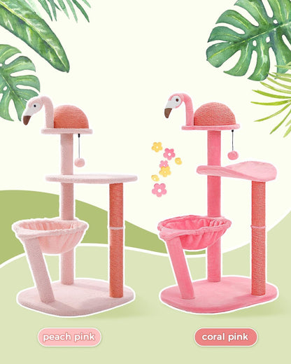 Flamingo Cat Tree With Sisal Scratching Pillar Cat Tower - Xmaker