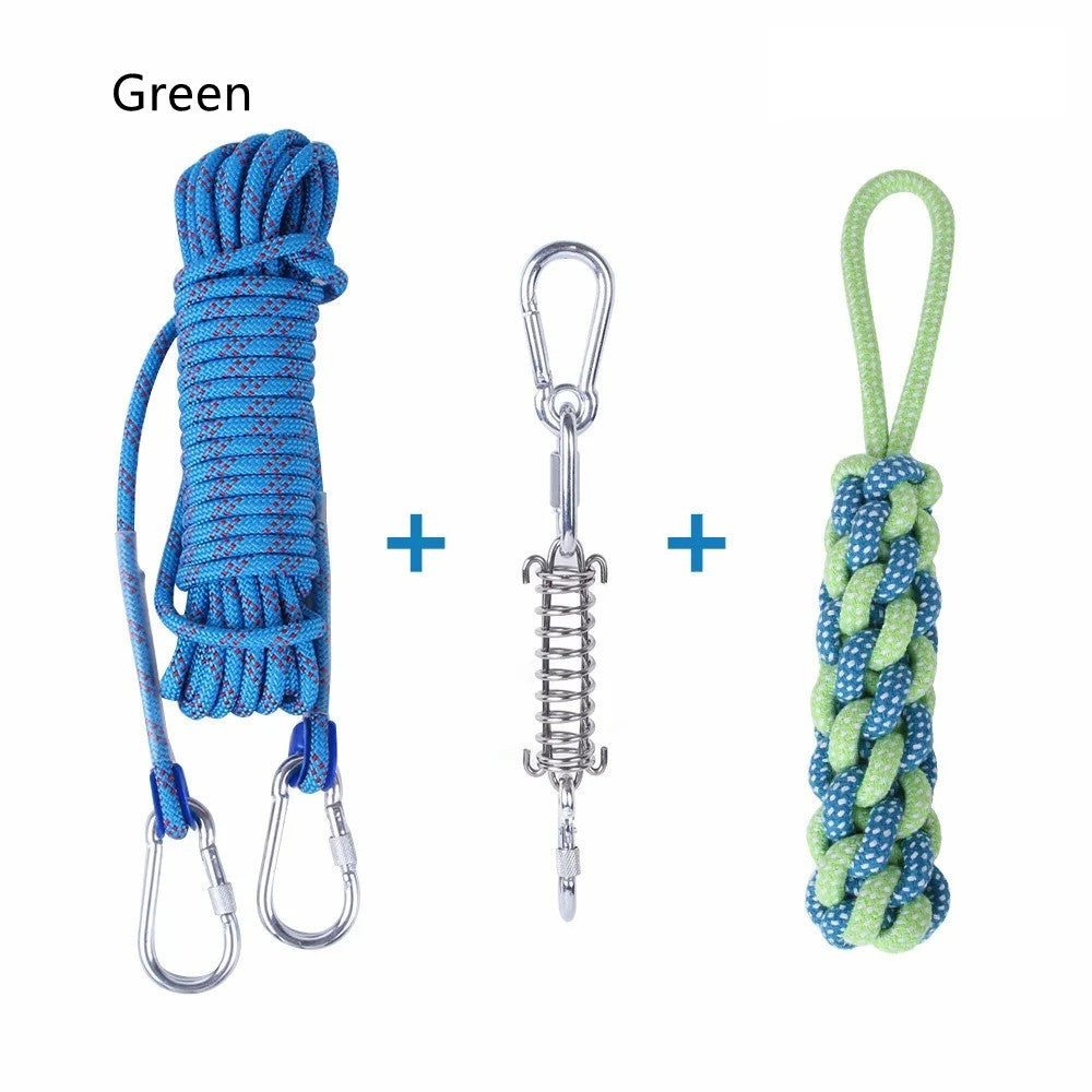 Outdoor Funny Dog Toy Stainless Steel Spring Suspension Cotton String Households Outdoor Toy Training - Xmaker