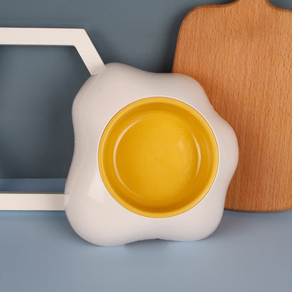 Egg-shaped Pet Bowl Drinking Water Single Bowl Double Bowl Dog Bowls Cute Pet Feeding Bowl Egg Yolk Shaped Food And Water Elevated Bowl Feeder - Xmaker