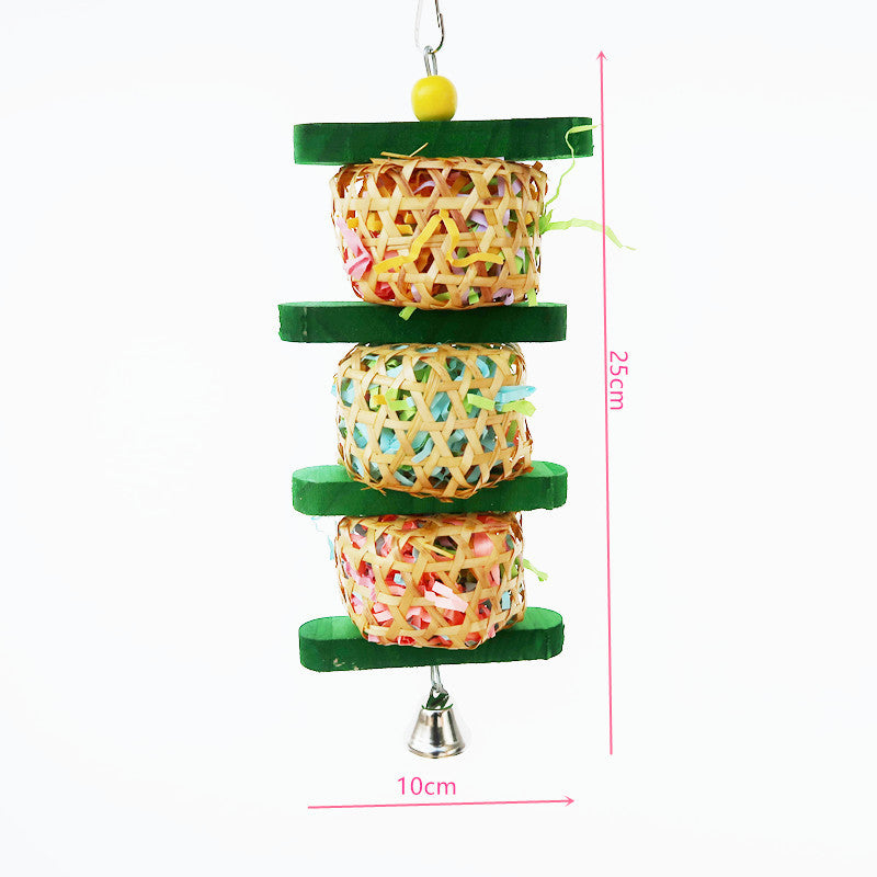 Parrot Supplies Bird Toy Rattan Woven Paper Silk Wood Gnawing Skewers - Xmaker