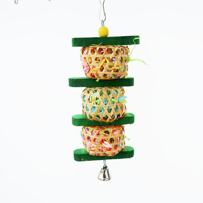 Parrot Supplies Bird Toy Rattan Woven Paper Silk Wood Gnawing Skewers - Xmaker