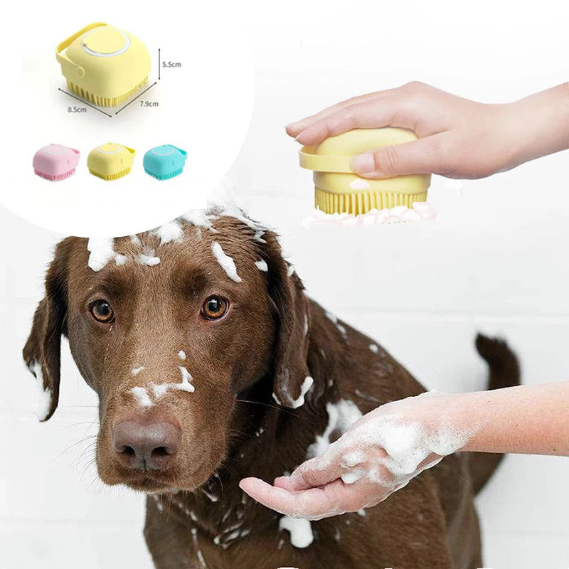 Silicone Dog Bath Massage Gloves Brush Pet Cat Bathroom Cleaning Tool Comb Brush For Dog Can Pour Shampoo Dog Grooming Supplies - Xmaker