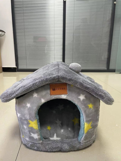 Foldable Dog House Pet Cat Bed Winter Dog Villa Sleep Kennel Removable Nest Warm Enclosed Cave Sofa Pets Supplies - Xmaker