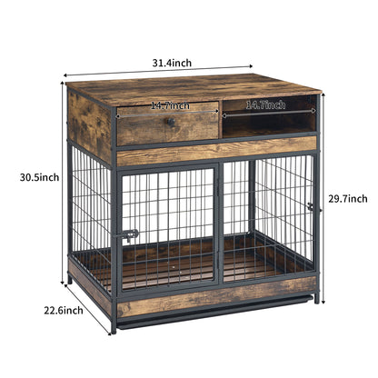 Furniture Dog Cage Double Door, Rustic Brown - Xmaker