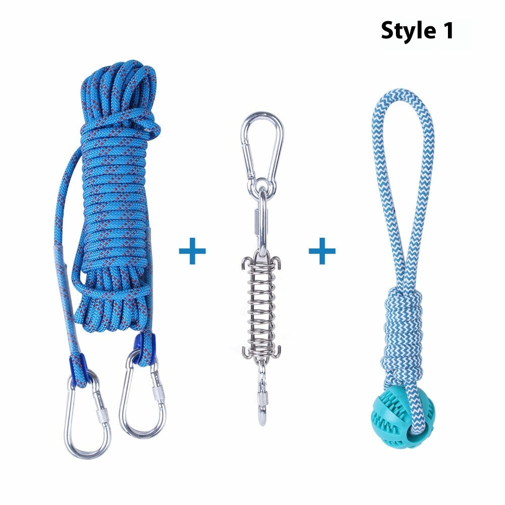 Outdoor Funny Dog Toy Stainless Steel Spring Suspension Cotton String Households Outdoor Toy Training - Xmaker