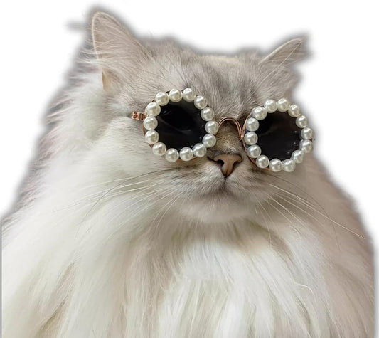 Cat And Dog Pearl Sunglasses - Pet Extravagant Funny Cute Dress Up Costume Accessories For Party - Xmaker