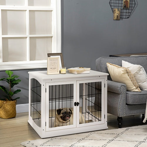 Small Kennel End Table With Two Open Sides And Lockable Door - Xmaker