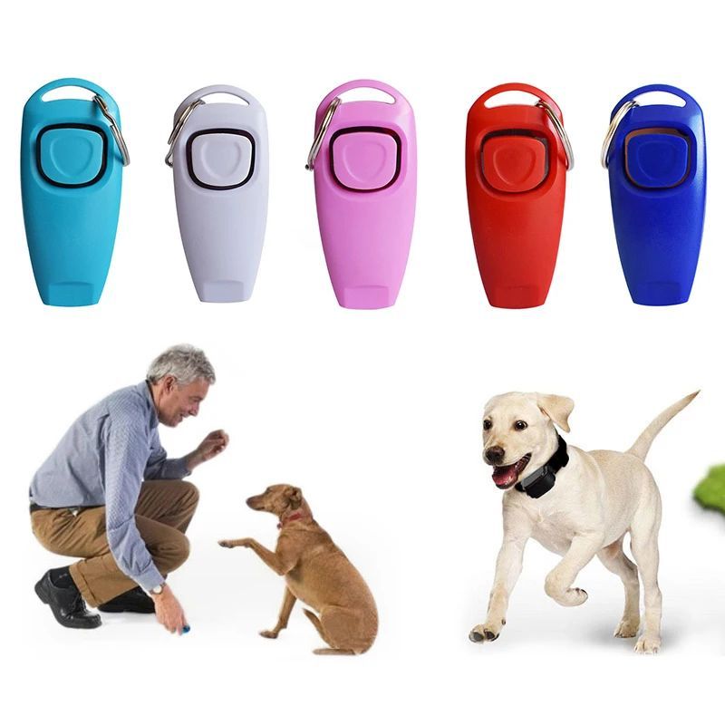 Combo Dog Clicker Whistle - Training Pet Trainer Click Puppy With Guide With Key Ring - Xmaker