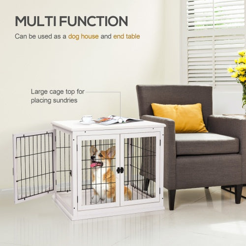 Small Kennel End Table With Two Open Sides And Lockable Door - Xmaker