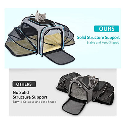 Carrier For Cat Pet Airline Approved Expandable Foldable Soft Dog Carrier Opened Doors Reflective Tapes Cat Travel Bag - Xmaker