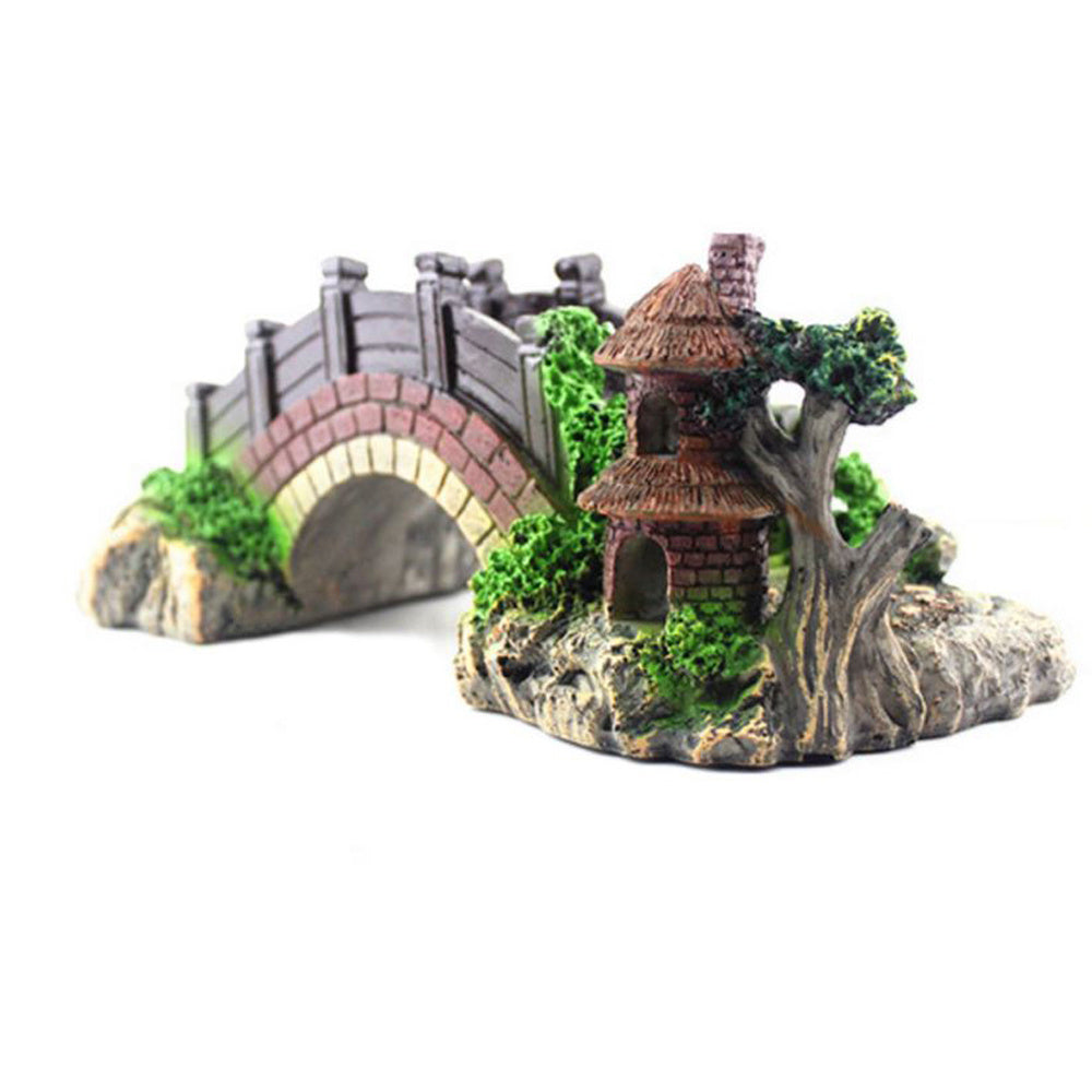 Resin Bridge Arch Bridge Black Red Bridge Fish Tank Landscaping Decoration Bridge Aquarium Equipment Accessories Turtle Climbing Platform Retro Arch Bridge - Xmaker