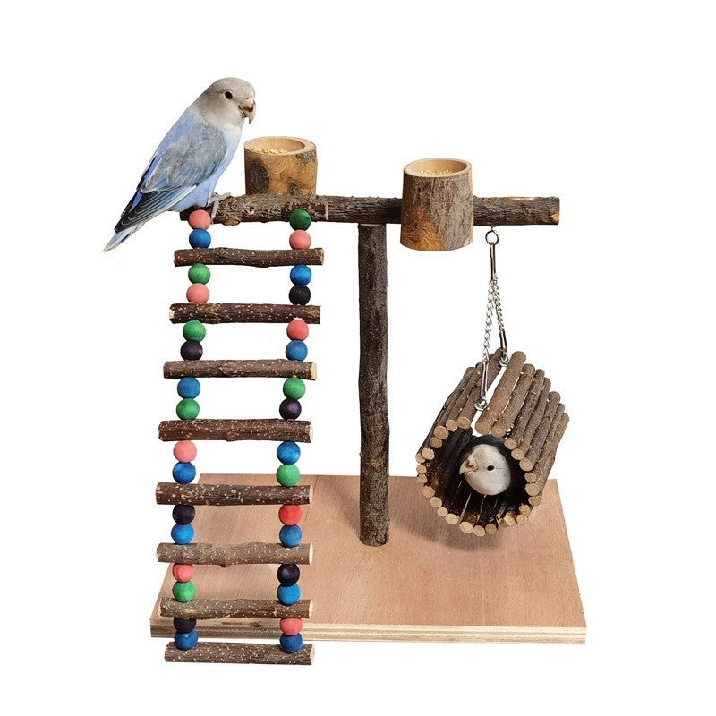 Solid Wood Parrot Station Frame Training Bird Shelf Parrot Toys - Xmaker