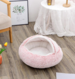 2 In 1 Dog And Cat Bed Pet Winter Bed Round Plush Warm Bed House Soft Long Plush Pets Bed Pet - Xmaker