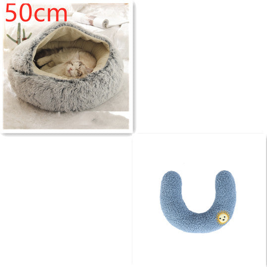 2 In 1 Dog And Cat Bed Pet Winter Bed Round Plush Warm Bed House Soft Long Plush Pets Bed Pet - Xmaker