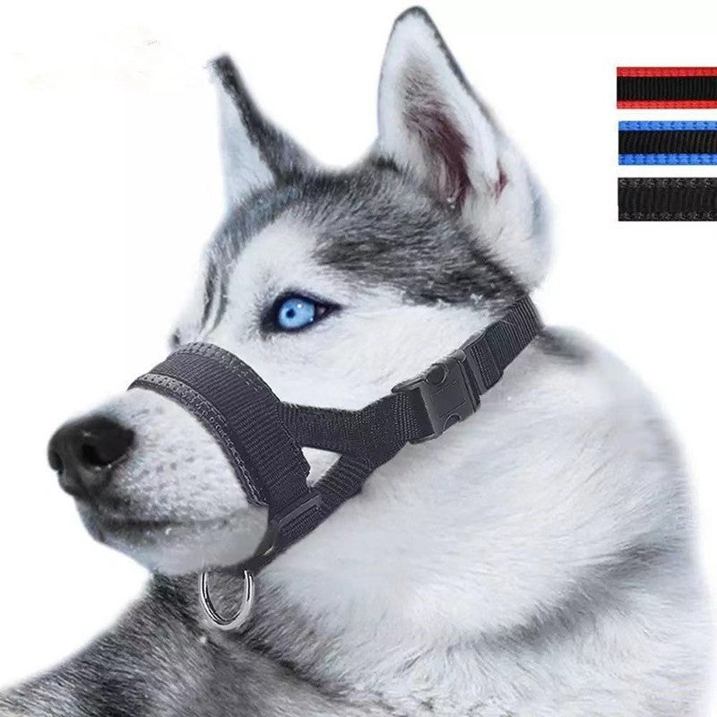 Dog Mouth Muzzle Anti Bark Dog Collar Breathable Dog Training Tool Nylon Muzzle Set With Stripes Summer Pet Leashes - Xmaker