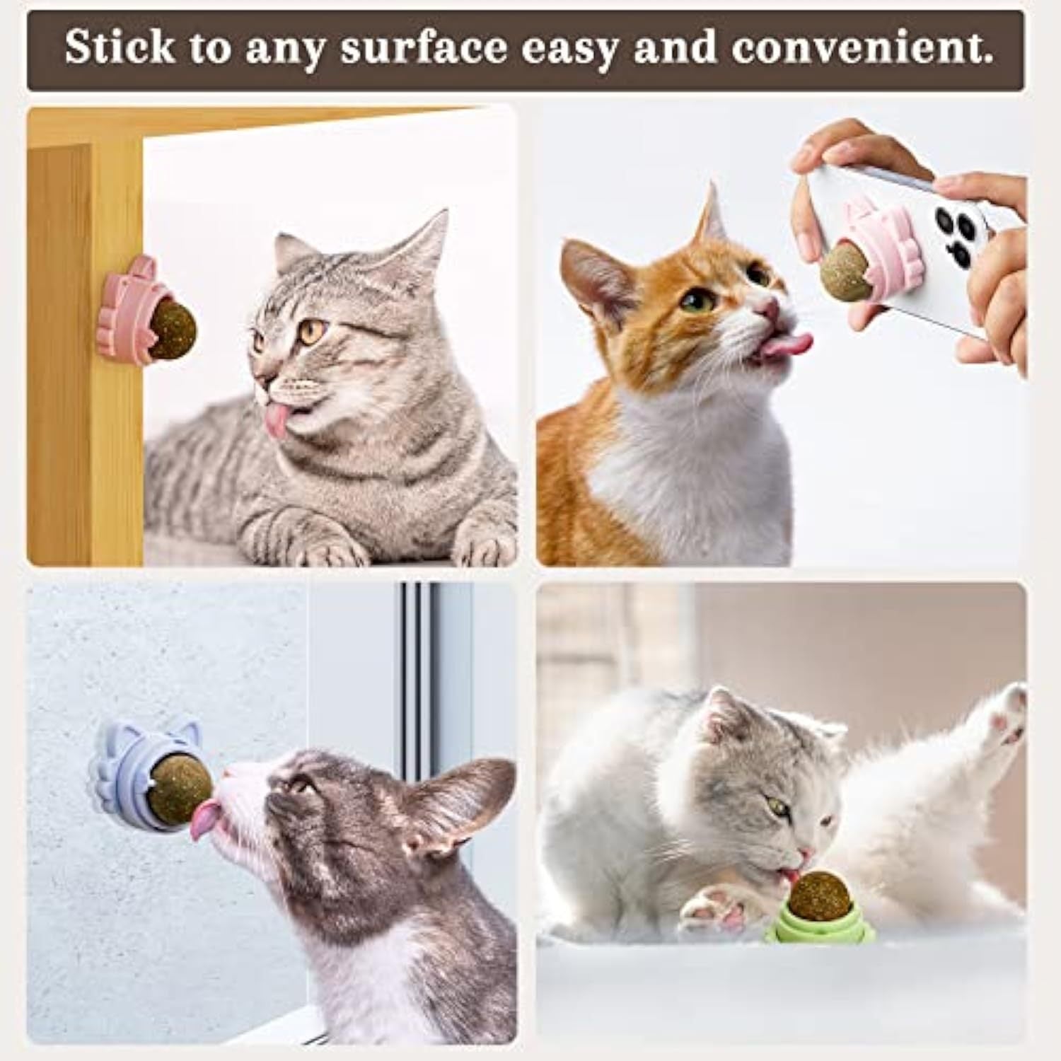 Catnip Balls That Stick On Wall Catnip Balls For Cat Catnip Toys For Cats Healthy Kitty Teeth Cleaning Dental Chew Toys Cat Wall Treats - Xmaker