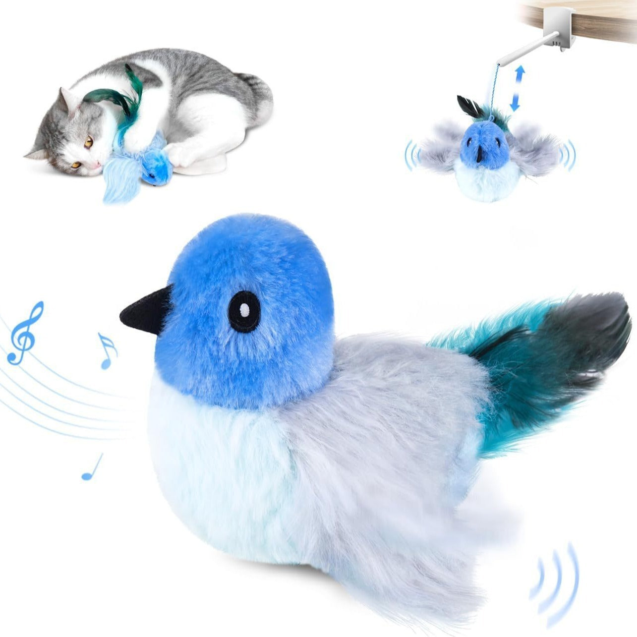 Interactive Cat Plush Toys For Indoor Cats Automatic Flapping Bird Cat Toy USB Rechargeable Electronic Pet Enrichment Toys - Xmaker