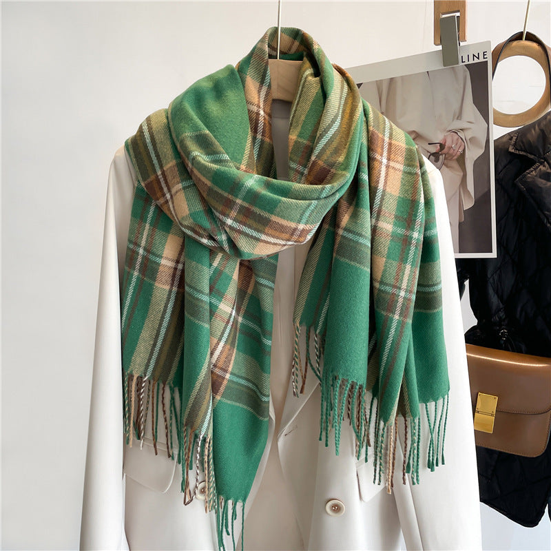 Cashmere Faux Cashmere Scarf Winter Plaid All Match - xmaker.ai