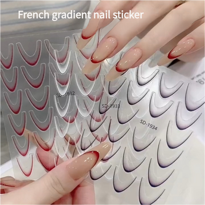 Gradient French manicure decals decorations stickers