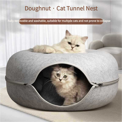 Pet Cat warm cat felt donut tunnel cat sleeping tire shape cat bed - Xmaker