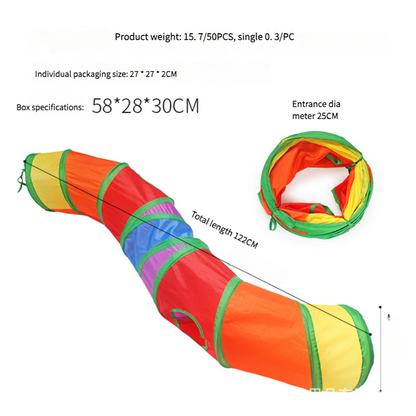 Pet Foldable rainbow tunnel drill barrel channel cat bed - Xmaker