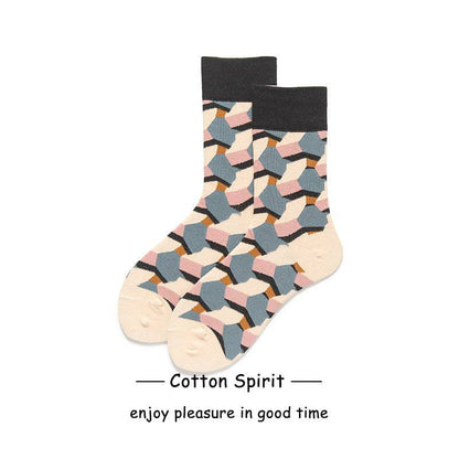 Women's Fashion Preppy Style Striped Mid-calf Length Socks - Xmaker. Inc