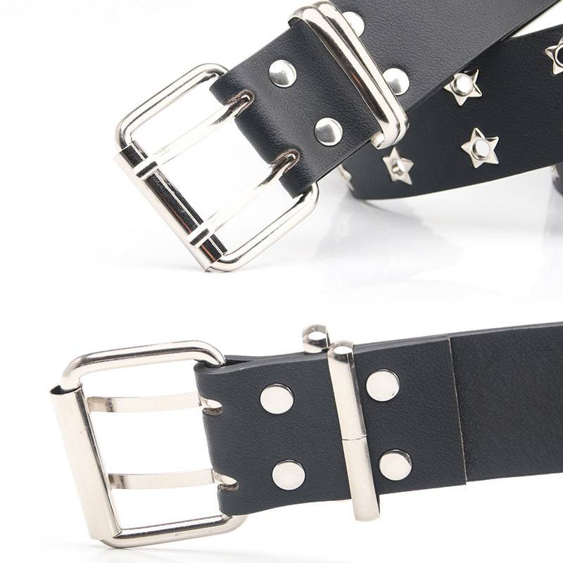 Women's Fashion All-match Casual Star Double Row Air Hole Belt - Xmaker. Inc