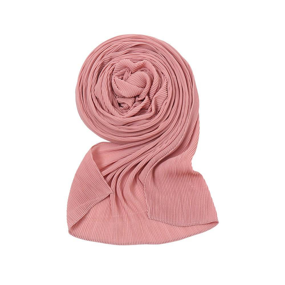 Pure Color Pearl Chiffon Pleated Scarf Women's Sunscreen Shawl - Xmaker. Inc