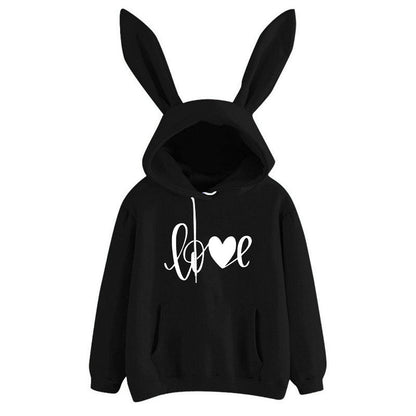 Hooded Rabbit Sweater Love Loose Casual Top - Xmaker. Inc