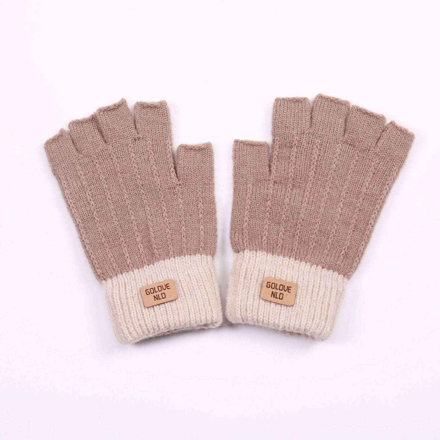 Fiber Half Finger Gloves Wool Knitted Warm - Xmaker