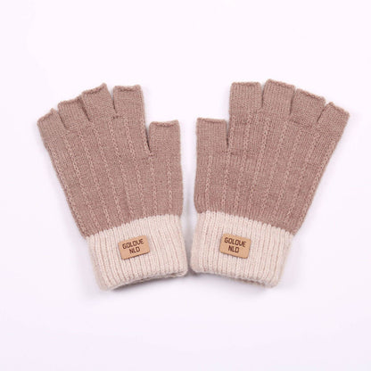 Fiber Half Finger Gloves Wool Knitted Warm - Xmaker