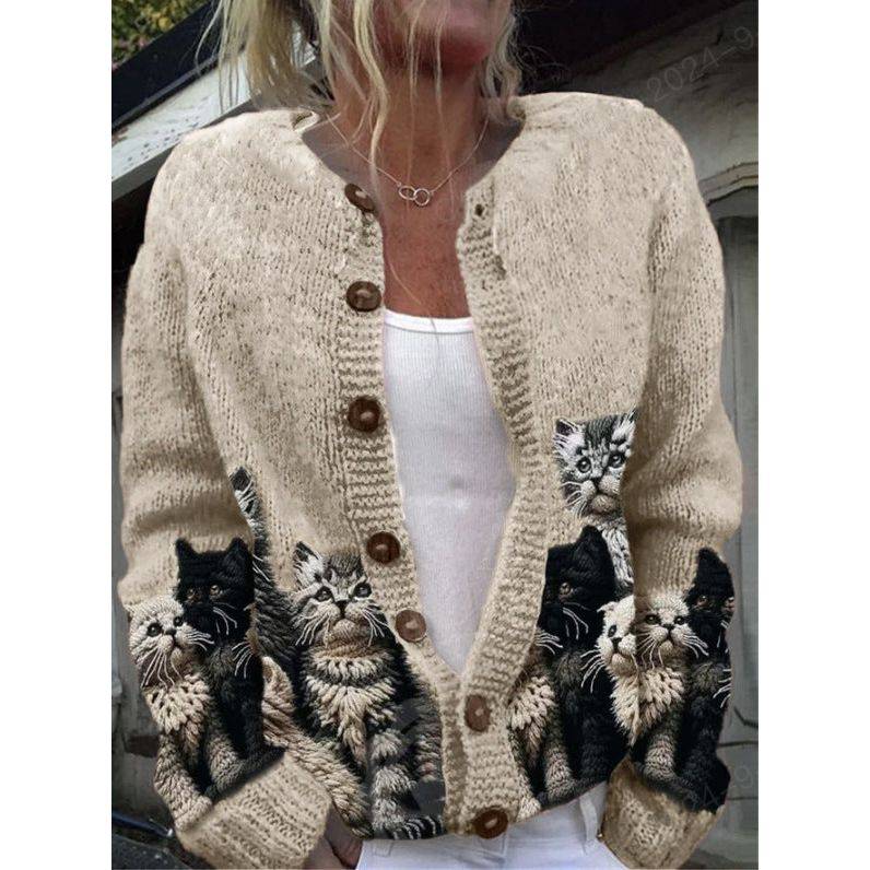 3D Digital Printing Cardigan Knitted Coat Women's Clothing - Xmaker. Inc