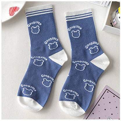 Women's Cute Cartoon Bear Thin Mid-calf Length Socks - Xmaker. Inc