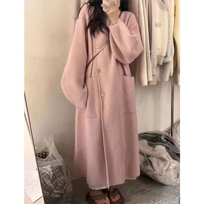 Women Mid-length Turtleneck Knitting Wool Coat - Xmaker