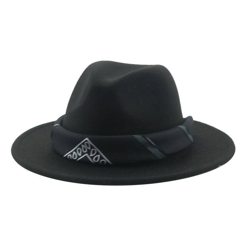 Paisley Ribbon Wide Brim Woolen Top Hat Felt Cowboy Hat - Xmaker. Inc