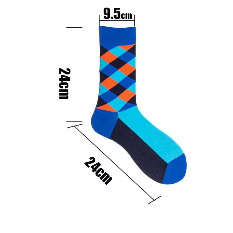 Men British Retro Contrast Color Hipster Cotton Socks-Xmaker