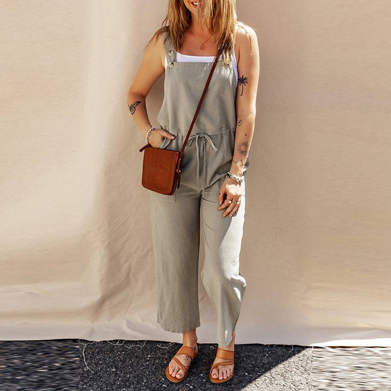 Solid Color Camisole Jumpsuit Loose Sleeveless - Xmaker. Inc