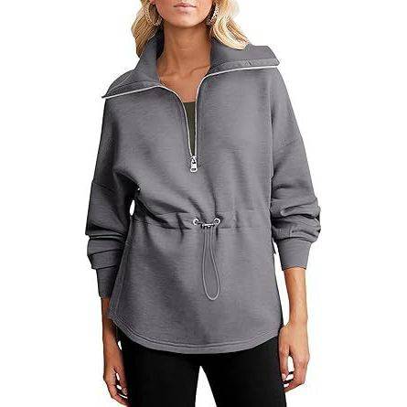 Women's Super Plus Size Sweatshirt Half Zipper Drawstring - Xmaker. Inc