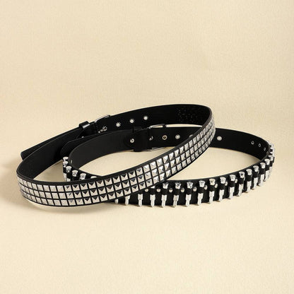 Rivet Belt Rock Trend Punk Bullet Black Belt Men And Women Personality Fashion Hip-hop Accessories - Xmaker. Inc